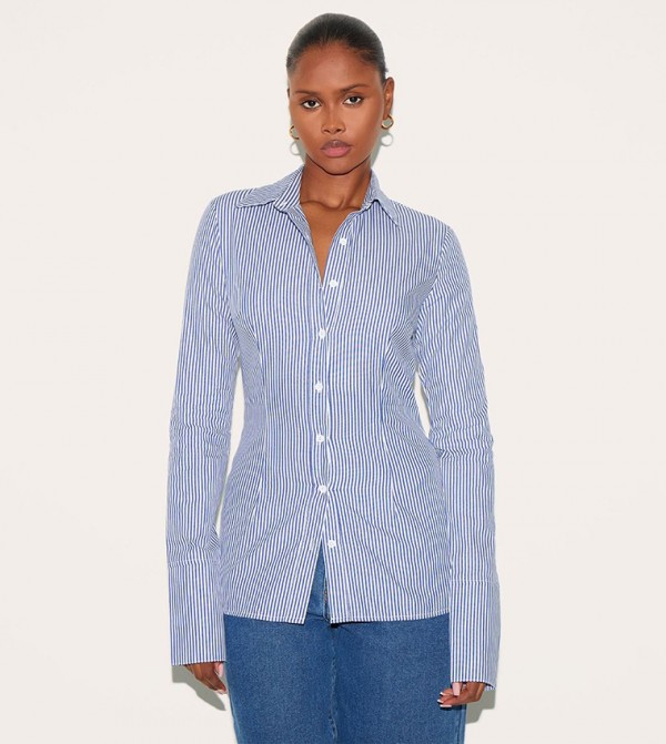 Pinstriped Woven Fitted Shirt