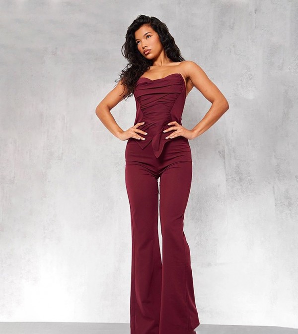 Cherry Ruch Pointed Corset Bandeau Jumpsuit