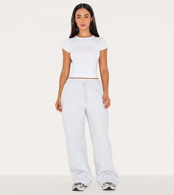 Petite Pintuck Drawstring Waist Straight Fit Sweatpants