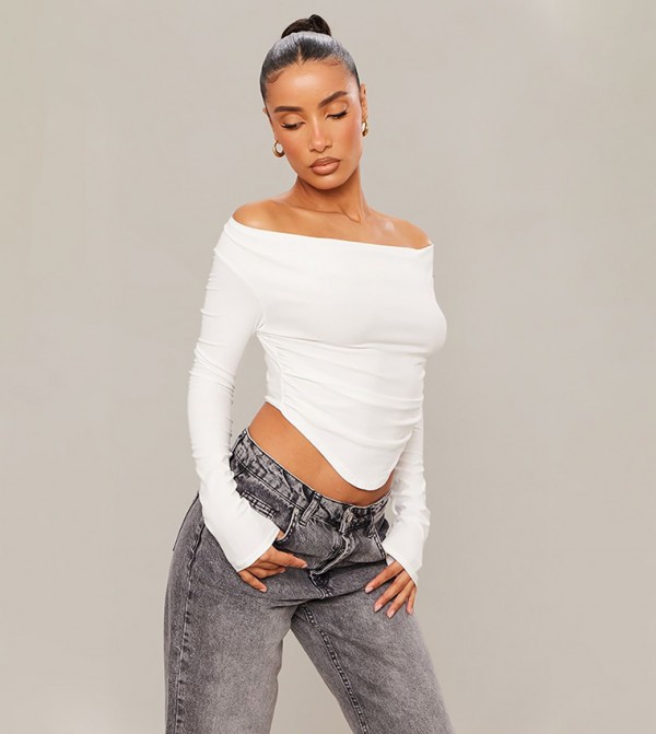 Soft Touch Jersey Cowl Neck Dip Hem Top