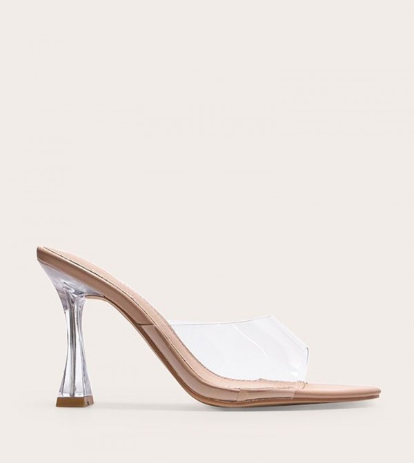 PU Round Toe Heel Sandals