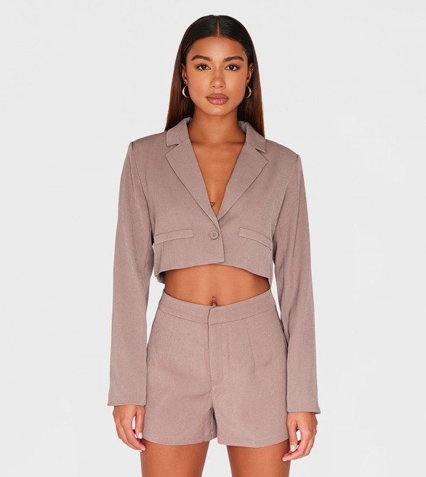 Tailored Cropped Pocket Detail Blazer