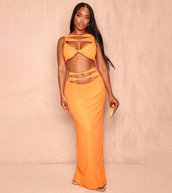 Shape Bright Chiffon Cut-Out Front Sleeveless Maxi Dress