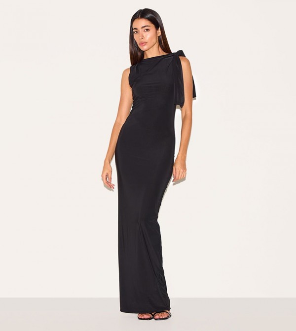 Slinky Knot Drape Maxi Dress