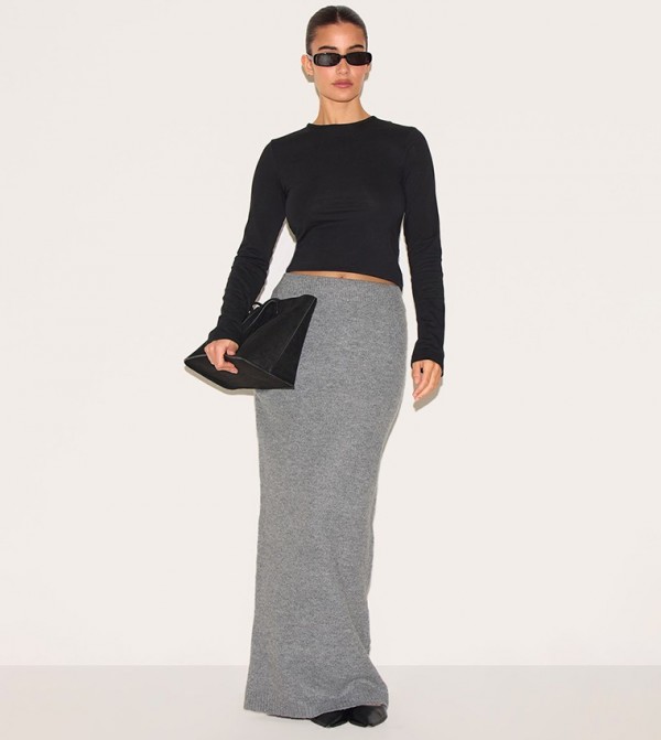 Solid Soft Knit Maxi Skirt