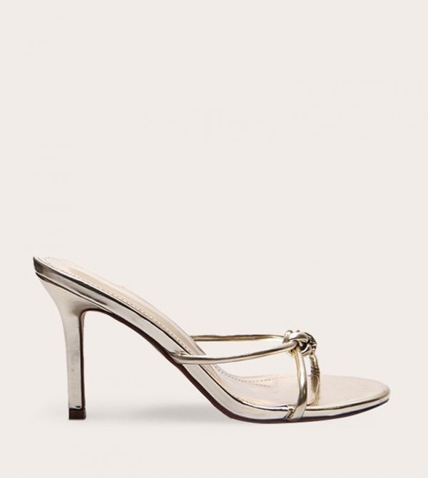 Metallic PU Knotted Heel Sandals