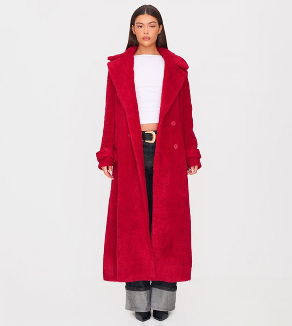 Borg Double Breasted Long Sleeves Coat