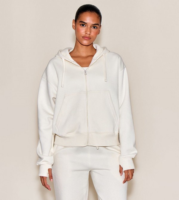 Hooded Zip Up Oversized Jacket