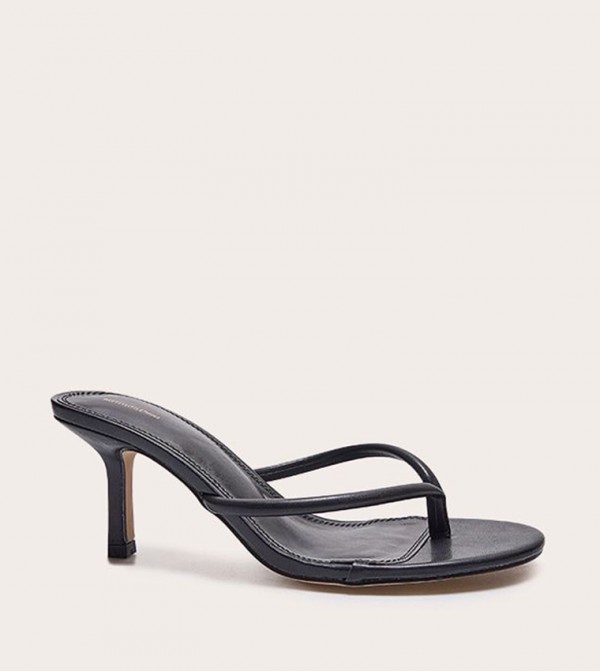 PU Thong-Strap Heel Pumps