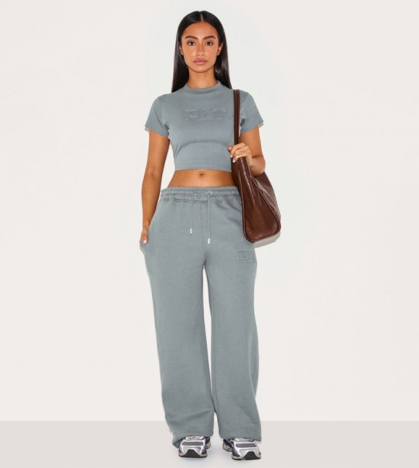 Petite Embossed Wide Leg Sweatpants