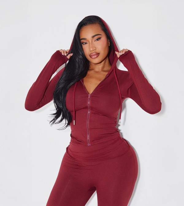 Shape Sculpted Zip Through Hooded Crop Jacket