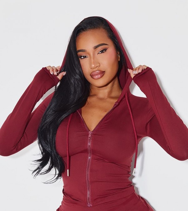 Shape Sculpted Zip Through Hooded Jacket