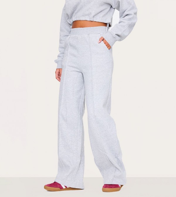 Tall Marl Seam Detail High Waist Wide Leg Sweatpants
