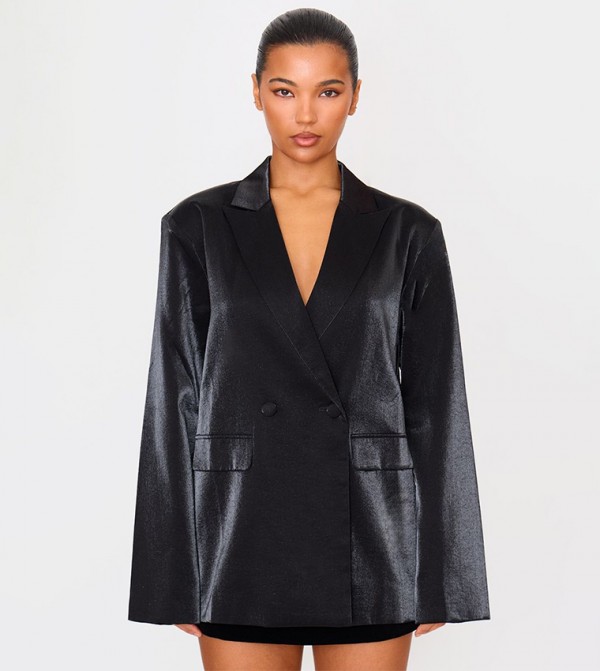 Satin Look Long Sleeves Oversized Blazer