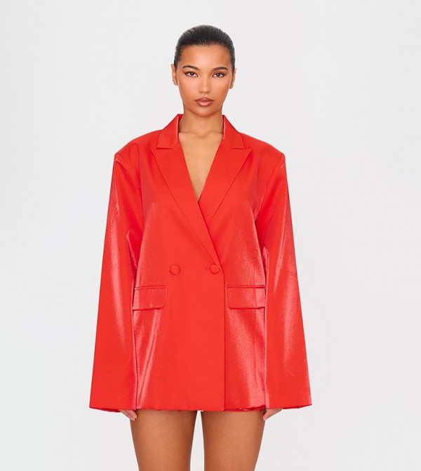 Satin Look Long Sleeves Oversized Blazer