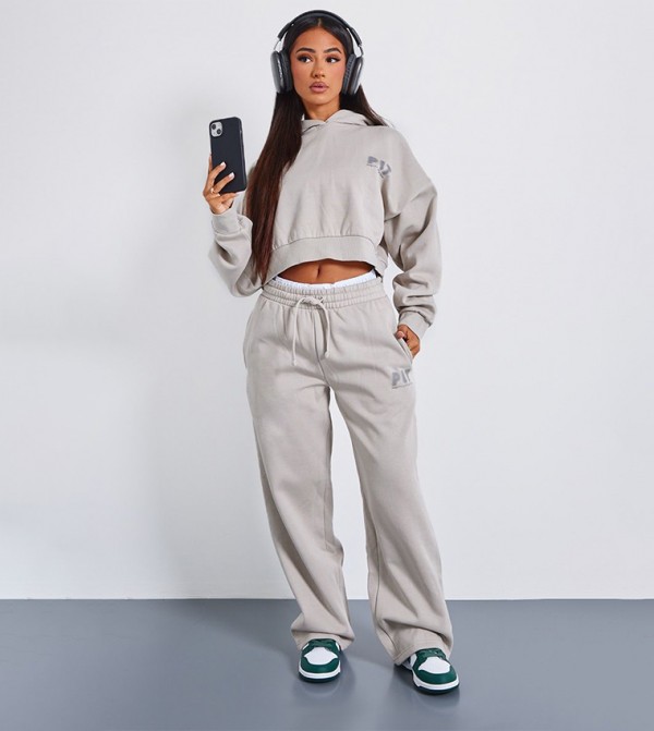 Petite Premium Printed Straight Fit Sweatpants