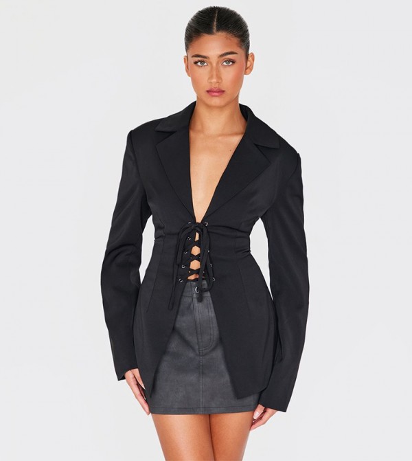 بليزر دانتيل بأكمام طويلة 