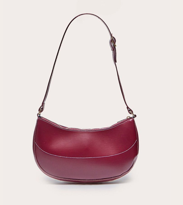 PU Contrast Stitch Shoulder Bag