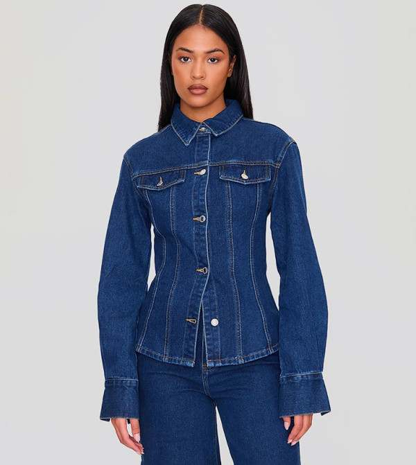 Tall Long Sleeves Fitted Denim Shirt