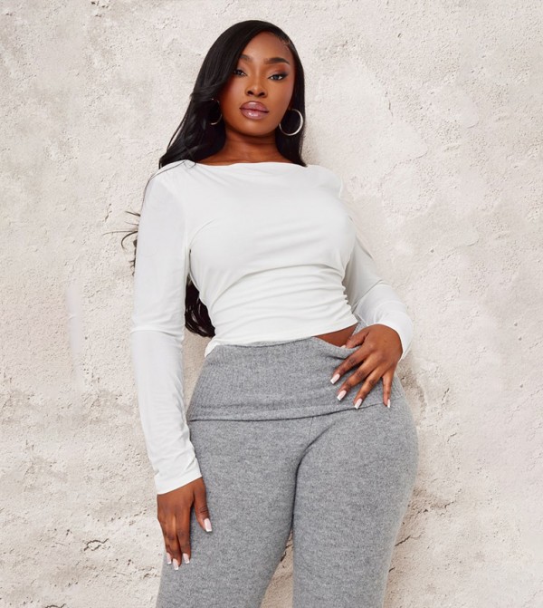 Curve Slash Neck Slinky Crop Top
