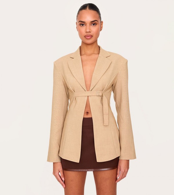 Strap Detail Long Sleeves Blazer