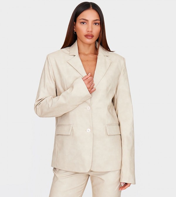 Tall Faux Leather Oversized Blazer