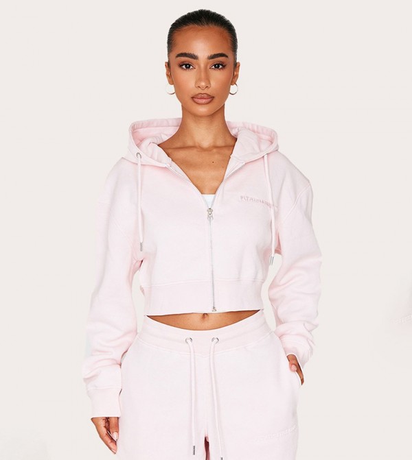 Petite Zippered Hooded Crop Jacket