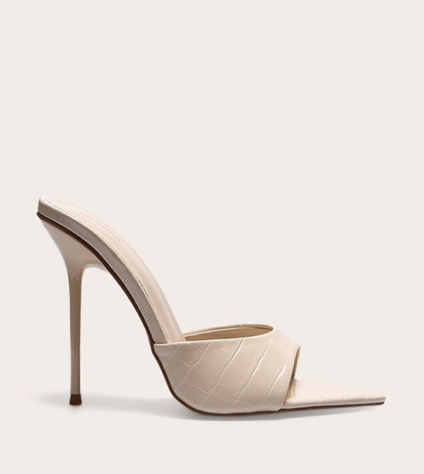 Croc PU Pointed Toe Heel Pumps