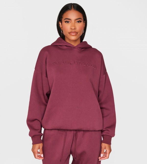 Athletics Club Embossed Graphic Oversized Hoodie
