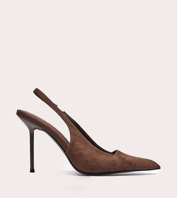 Faux Suede Pointed Toe Slingback Pumps