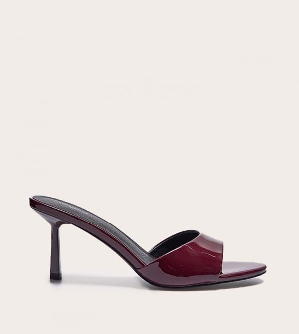 Wide Fit PU Round Toe Stiletto Heeled Sandals
