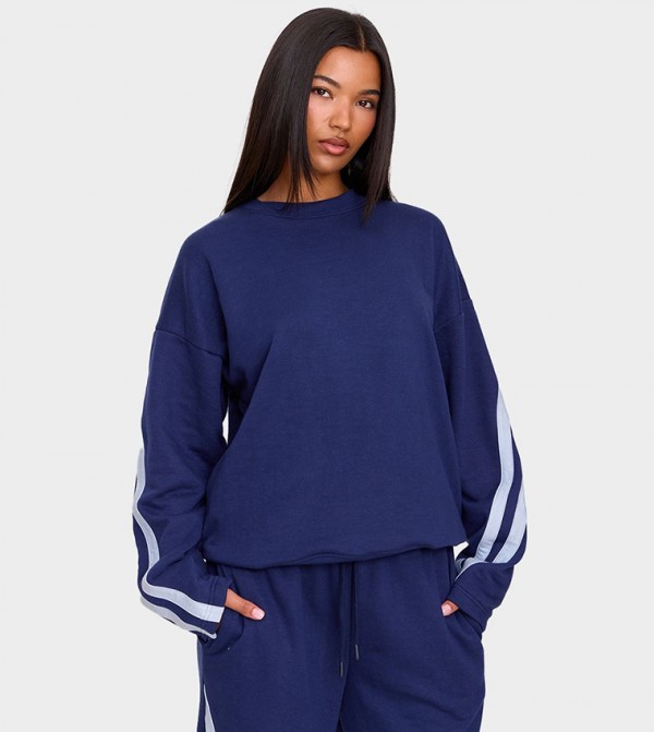 Contrast Striped Oversized Sweatshirt