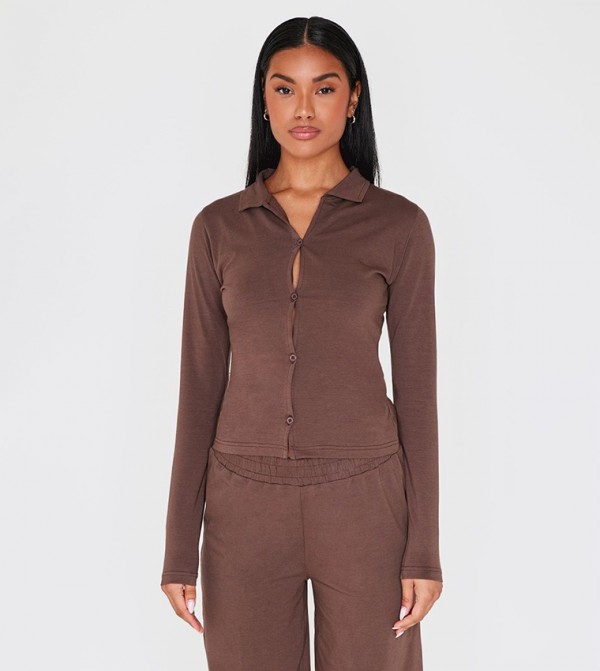 Button Up Jersey Fitted Shirt