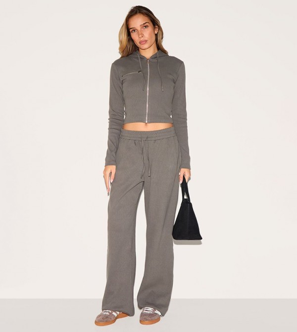 Drawstring Waist Low Rise Straight Fit Sweatpants