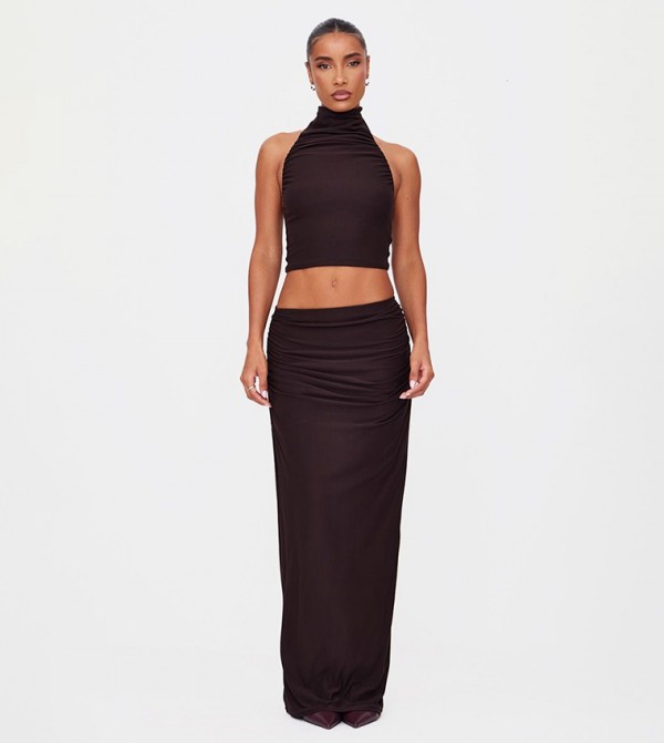 Soft Touch Ruched Maxi Skirt