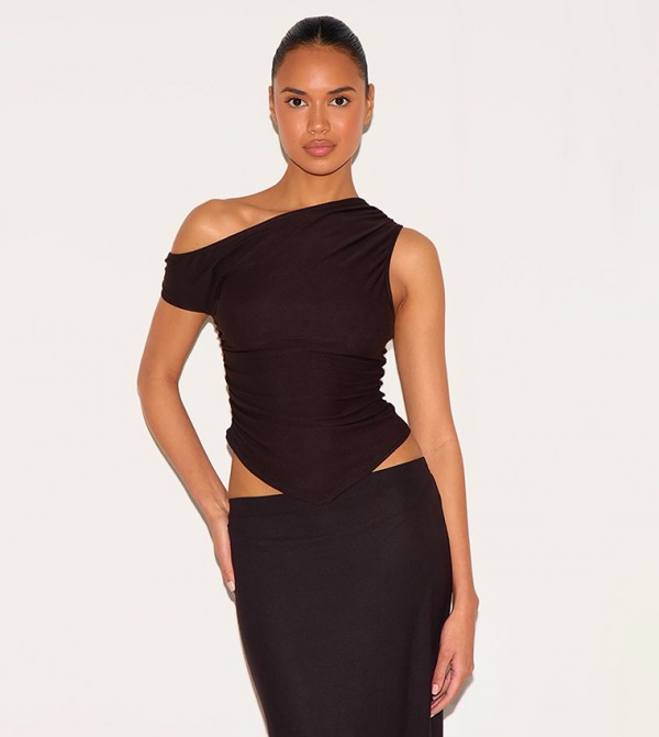 Soft Touch Sleeveless Asymmetric Crop Top