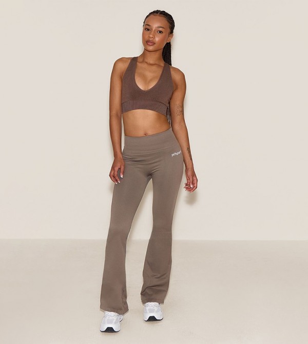 Seamless Ribbed Yoga Flared Active Leggings