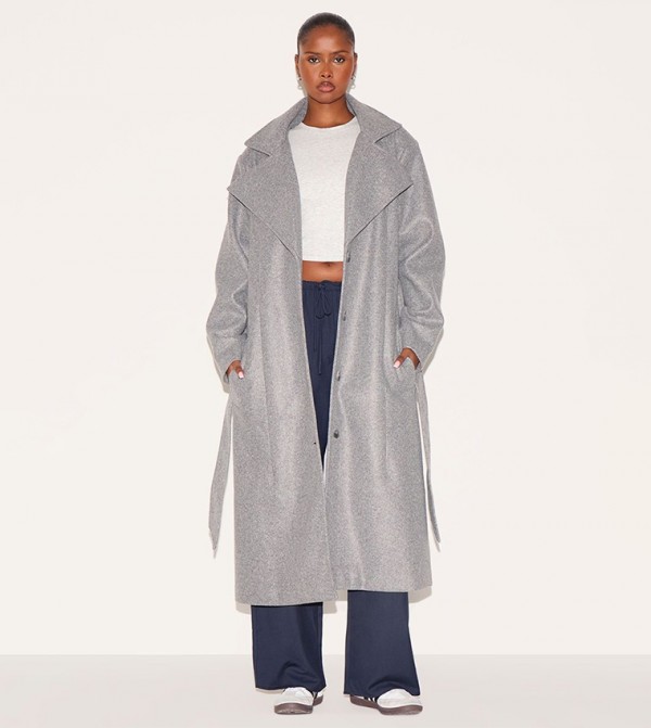 Wool Look Oversized Trench Coat