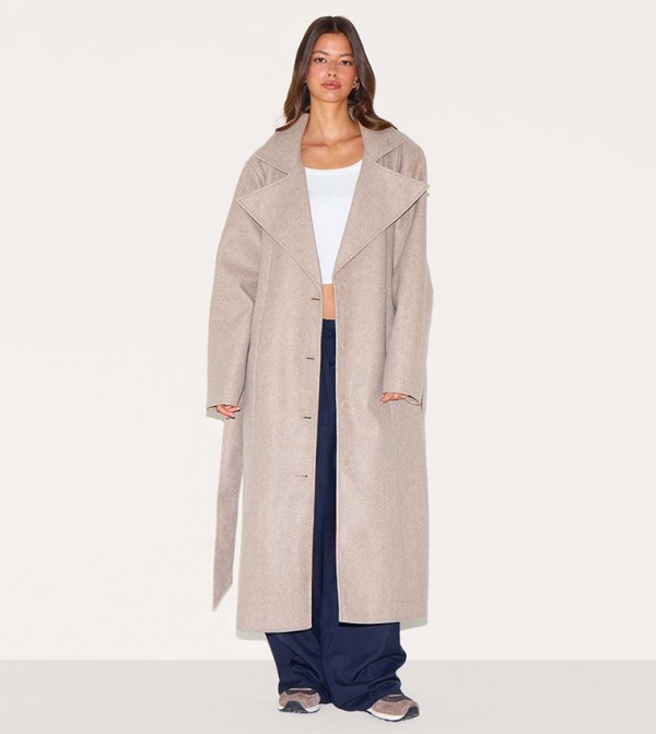 Wool Look Oversized Trench Coat