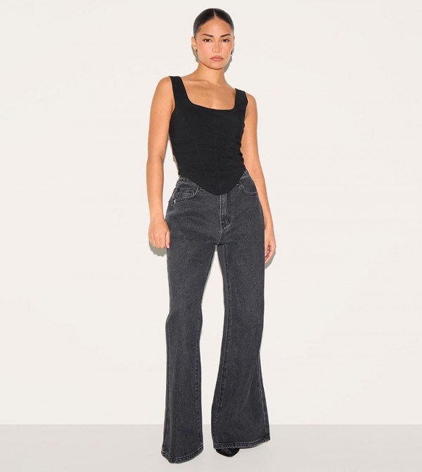 Petite Washed Extreme Flared Jeans