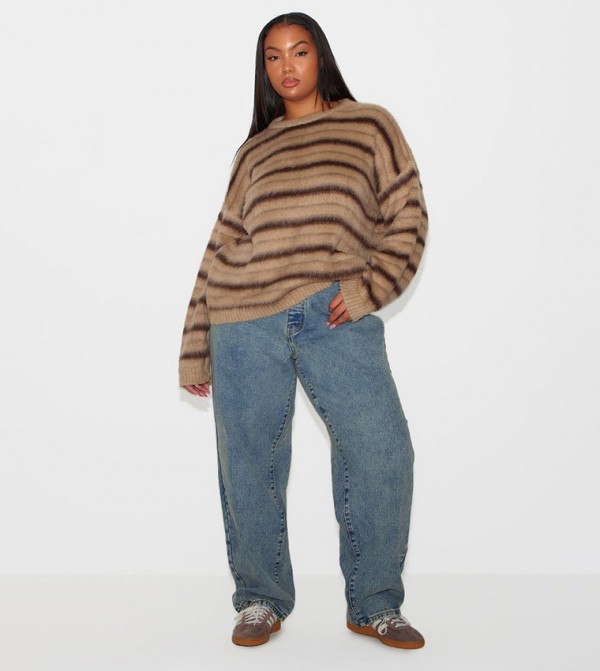 Curve Vintage Washed Boyfriend Jeans