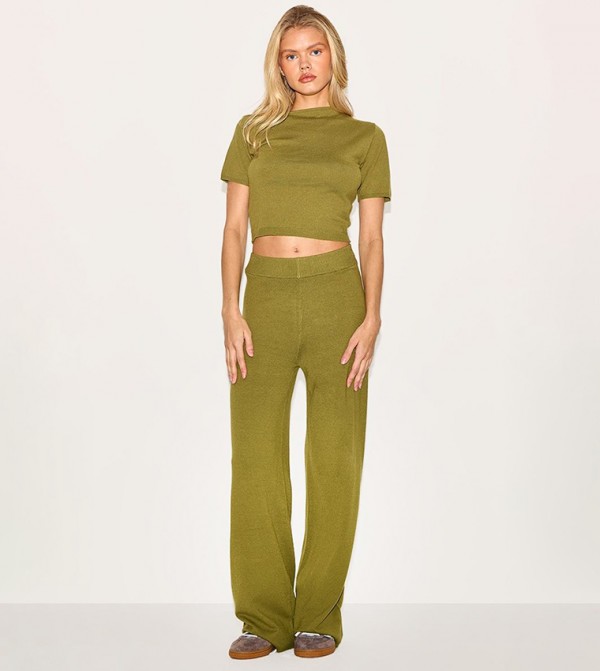 Basic Knit Wide Leg Trousers