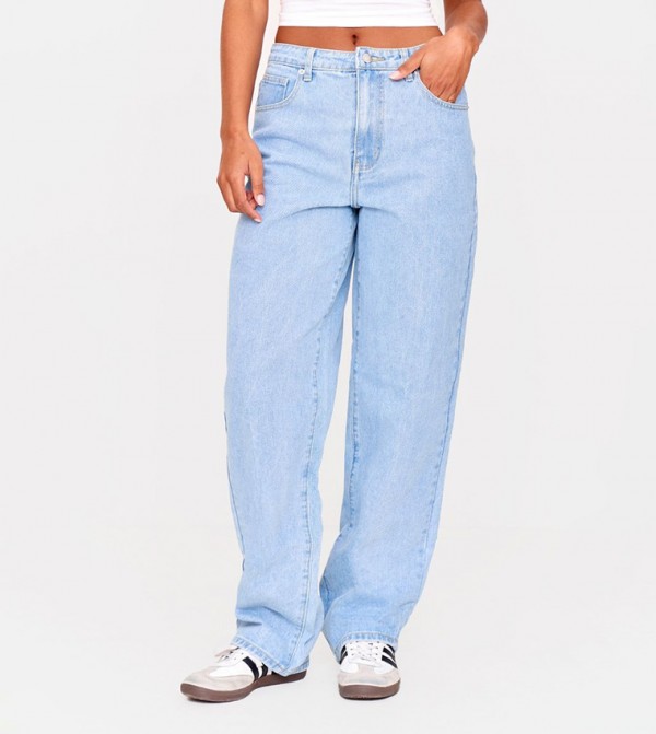 Washed High Waist Boyfriend Jeans