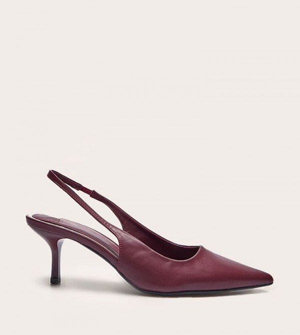 PU Pointed Toe Slingback Heel Pumps