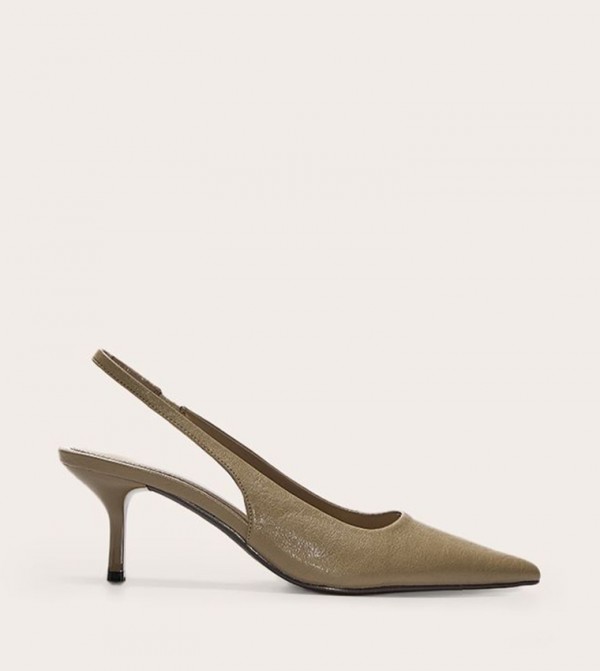 PU Pointed Toe Slingback Pumps