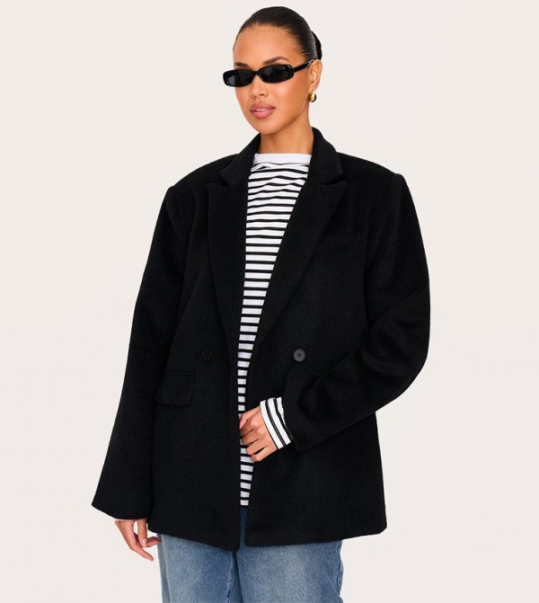Oversized Textured Wool Look Blazer