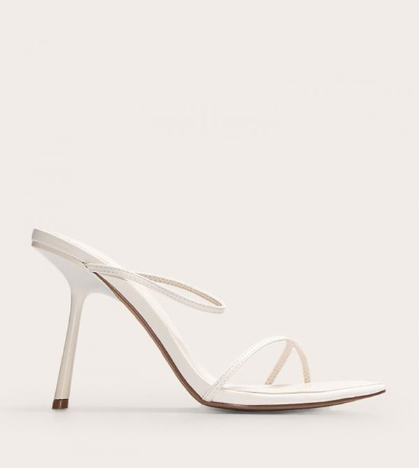 PU Round Toe Strap Stiletto Heel Sandals