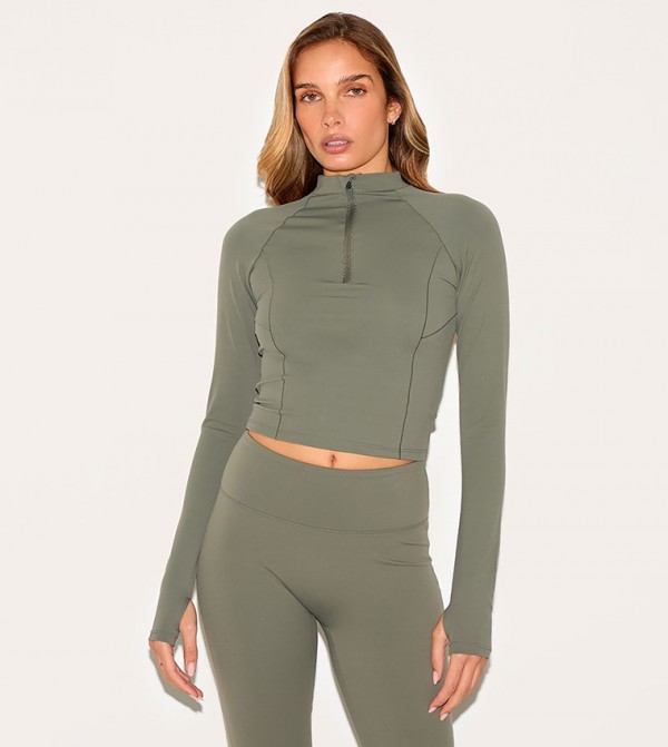 Sculpt Quarter Zip Gym Crop Top