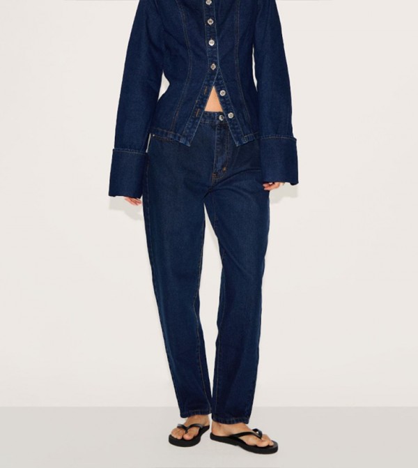 Washed High Waist Mom Fit Jeans