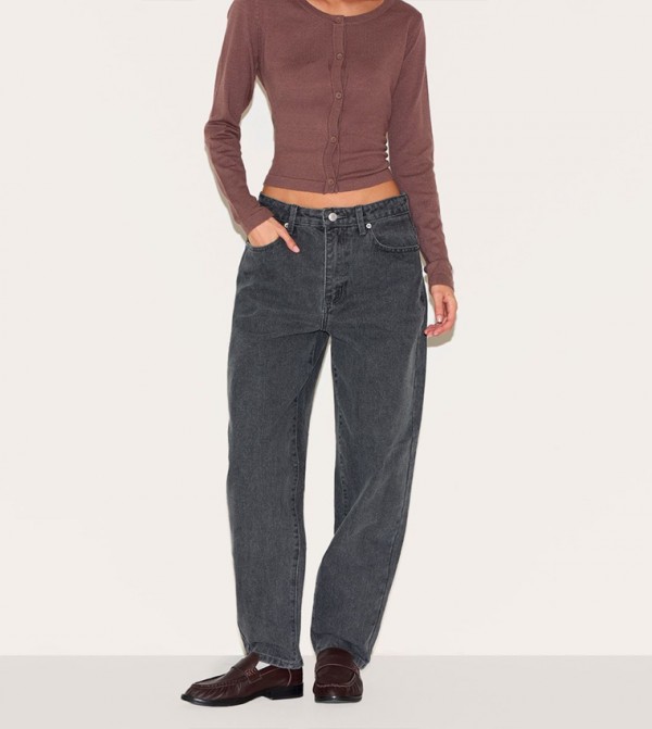 Washed High Waist Mom Fit Jeans
